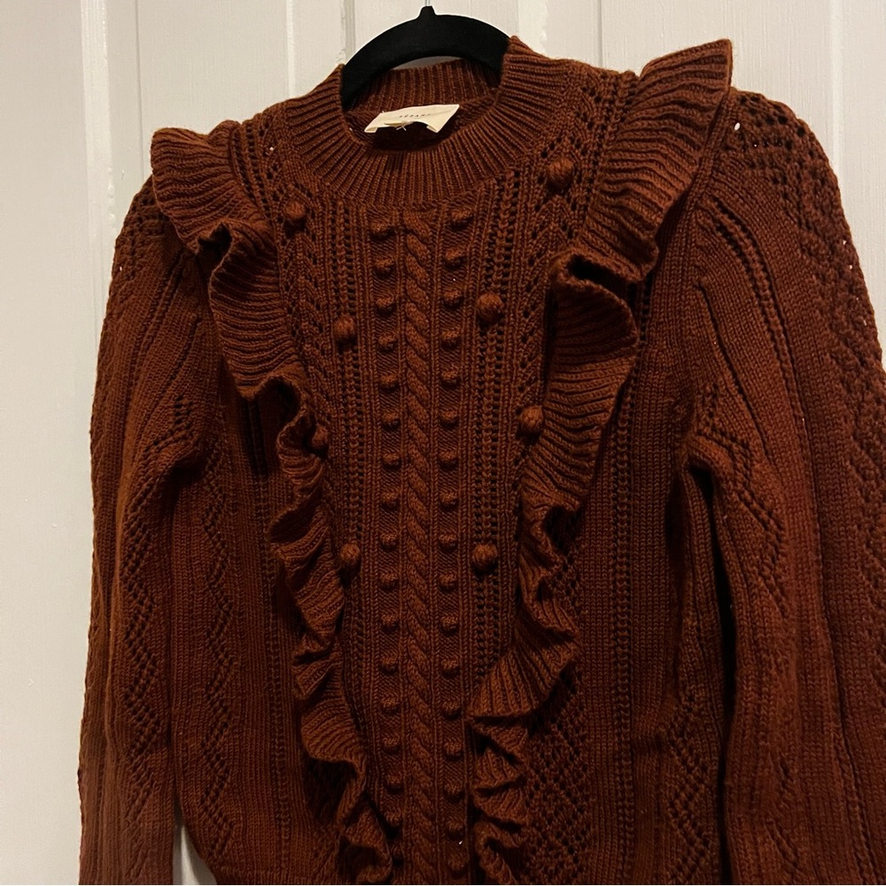 Sezane Brown Ruffled Sweater - Picture 14 of 14